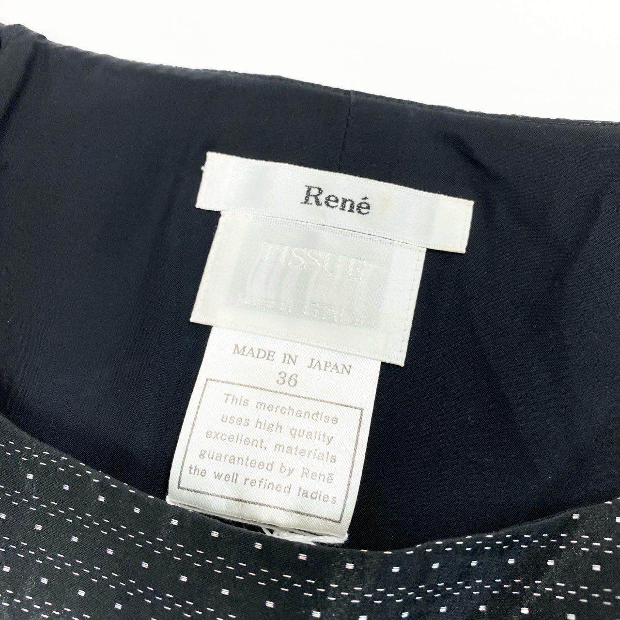 14a28 《美品》 Rene ルネ ノースリーブワンピース キャップスリーブ バルーンスカート 36 ブラック レディース イタリア製生地u02t