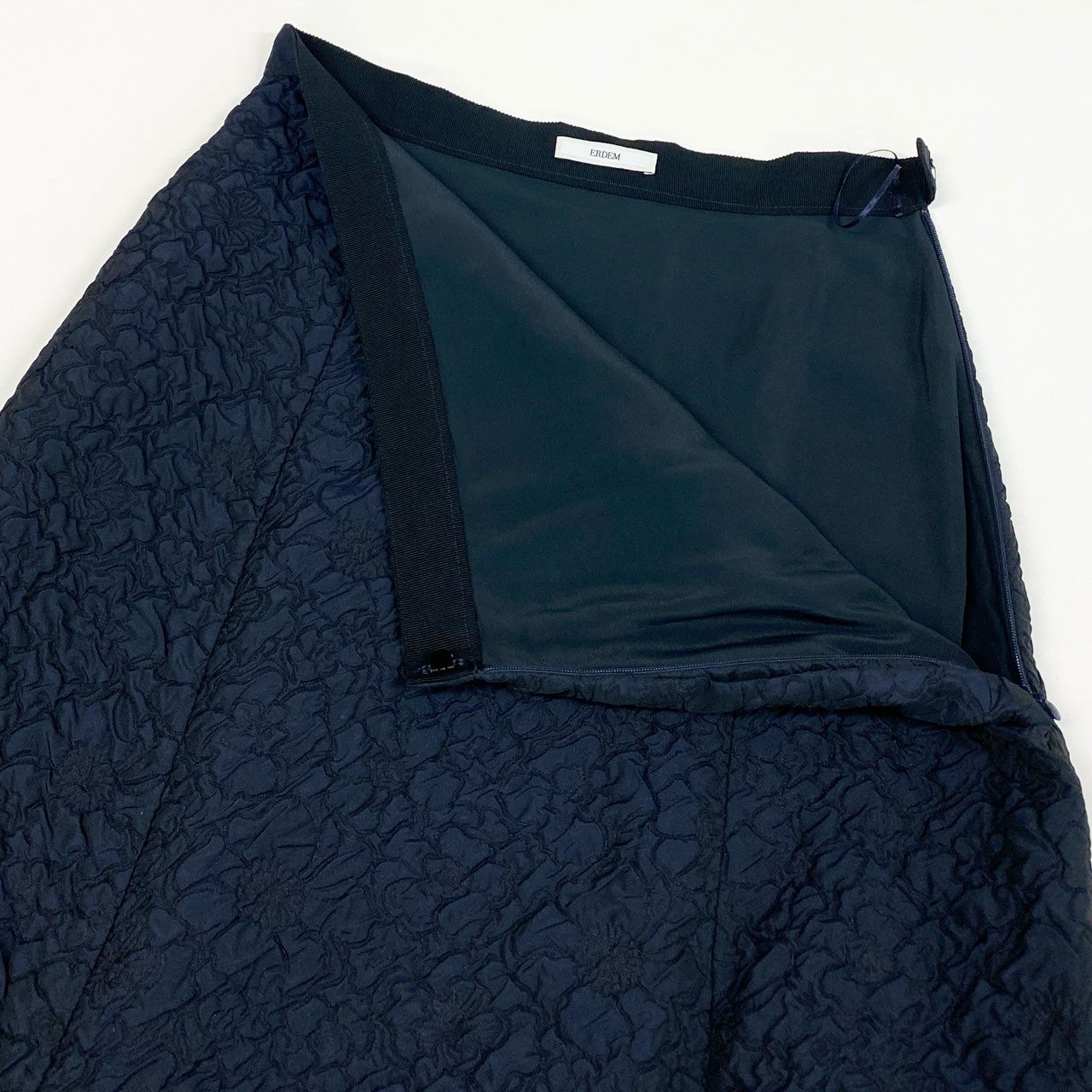 77b27 【新品タグ付き】ERDEM アーデム A LINE MINI SKIRT ジャガード ティアードスカート サイズ8 ネイビー レディース 女性用k02i