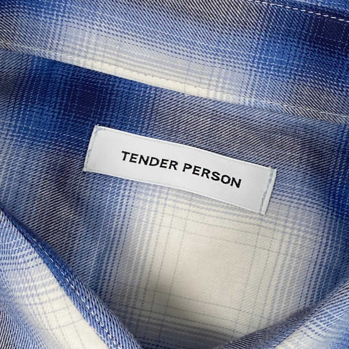 70g2 TENDER PERSON テンダーパーソン MUSUBI SHIRT ムスビシャツ デザインシャツ バックプリント チェック柄 GB-TO-4206 4 ブルー コットン100％ ユニセックス 男女兼用o07t