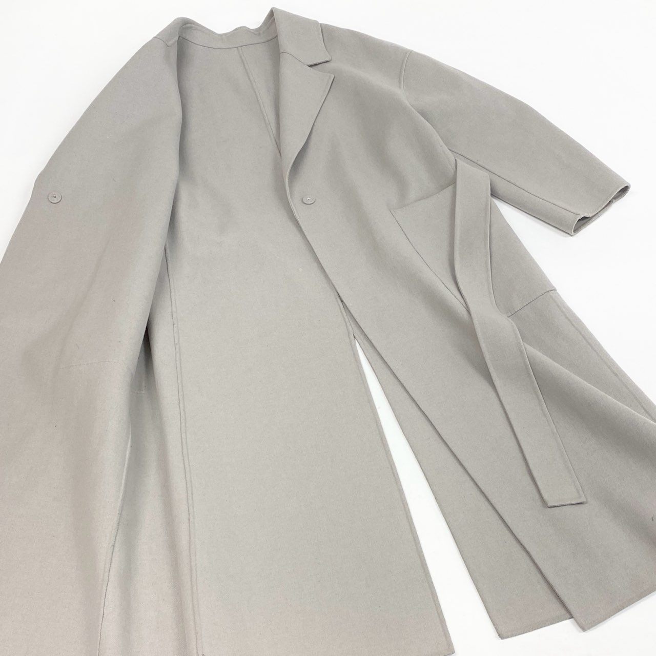 2L12 ADORE アドーア ライトリバーコート ロングコート ベルテッドコート 36 グレージュ レディース アウターu02t