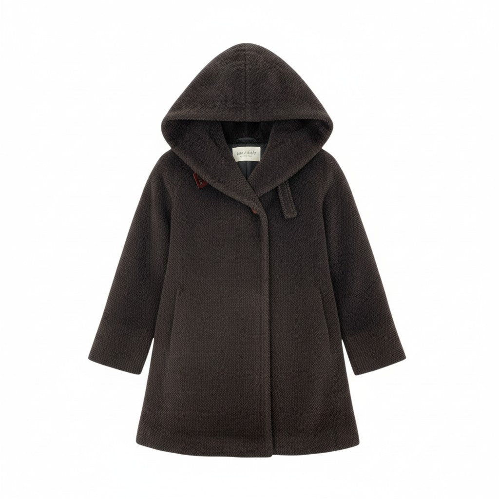 11k21 jun ashida ジュンアシダ イタリア製 フーデットコート ウールコート  PIACENZA ベビーラマ レディース 女性用 アウター 42 ブラウン系u02t