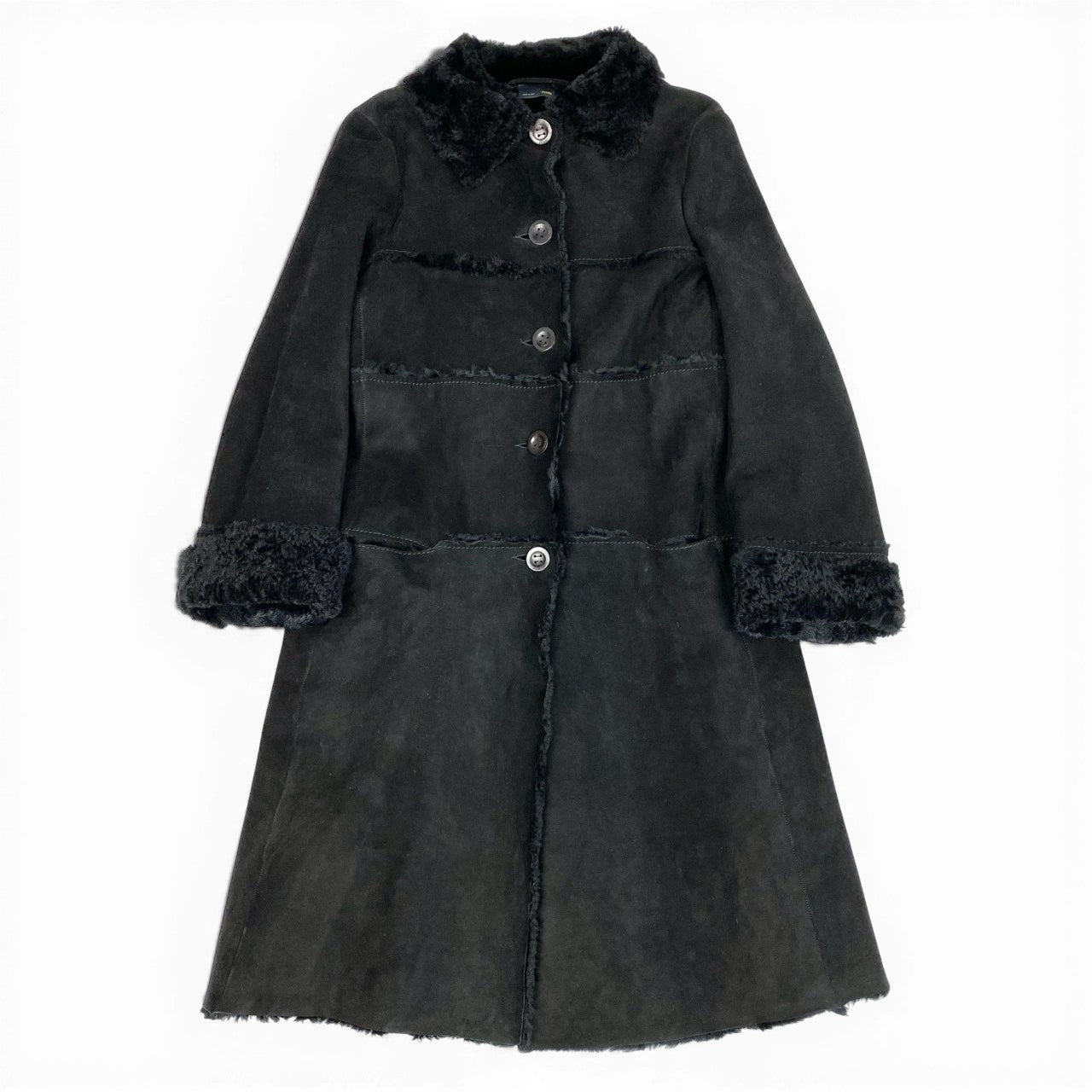 20a13 FENDI フェンディ ムートンコート レザーコート イタリア製 Mouton Leather Long Coat レディース 女性用 ブラックt18r