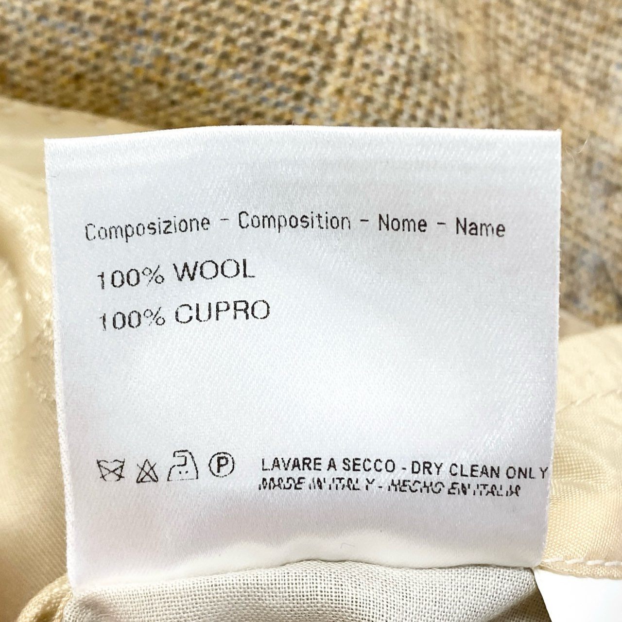 76a28 Vintage Brioni ブリオーニ FLAMINIO スーツセットアップ テーラードジャケット スラックス チェック柄 50サイズ ベージュ ウール100％ メンズ 男性用u02t