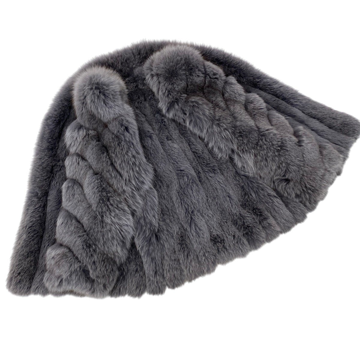 90h8 SAGA FOX サガフォックス 銀サガ 袖段 染め ブルーフォックス ファーコート F グレー 最高級本毛皮 Dyed Fox Fur Coatt18r