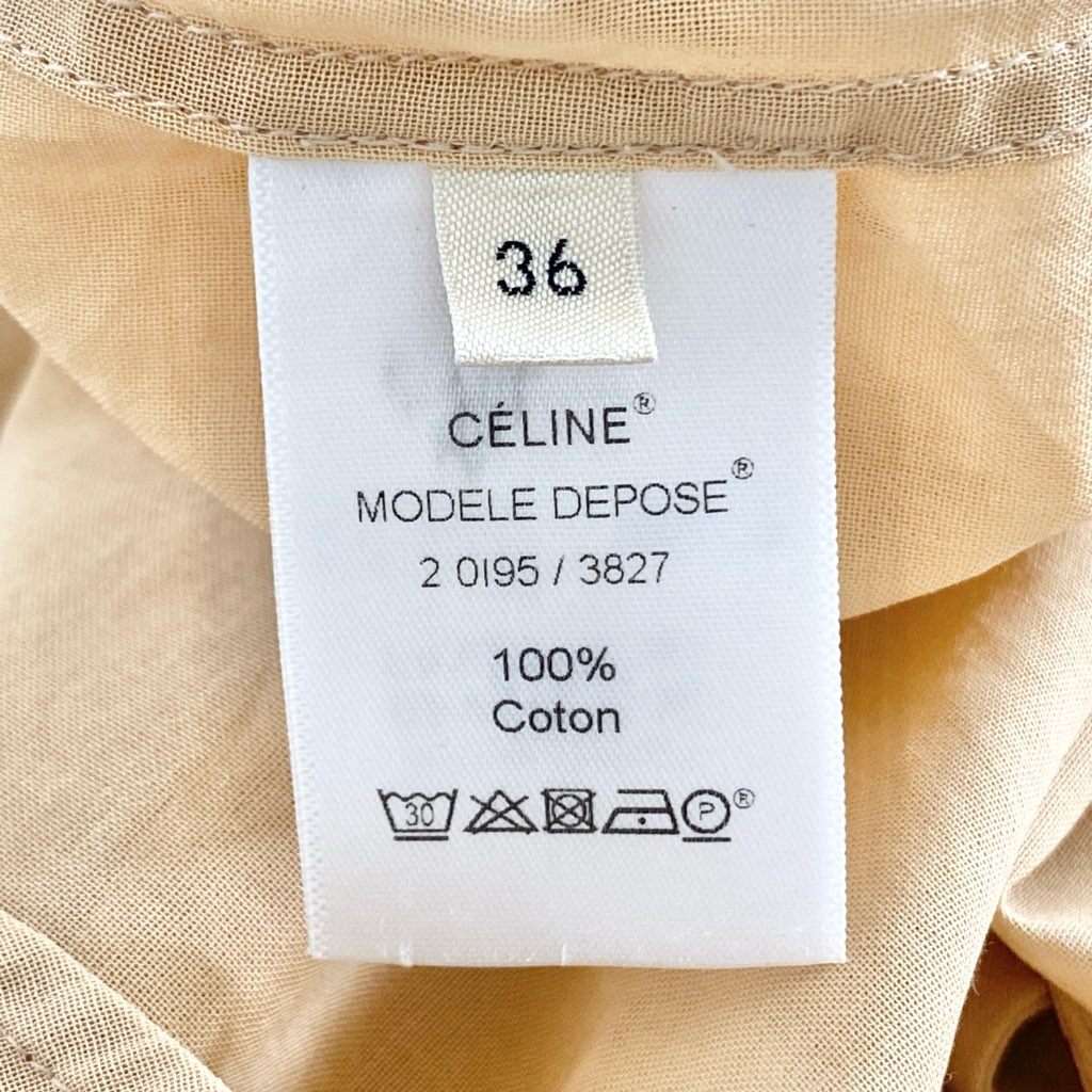 47f19 CELINE セリーヌ フィービー期 シアーシャツ 36 オレンジベージュ 透け感 春夏 SHIRT マダガスカル製