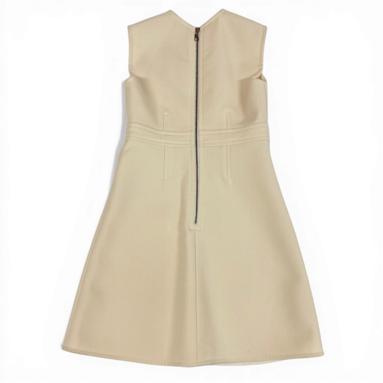 Ec31 《美品》 LOUIS VUITTON ルイヴィトン Vステッチ ノースリーブ ワンピース V Stitch Sleeveless Dress サイズ36 アイボリーt18r