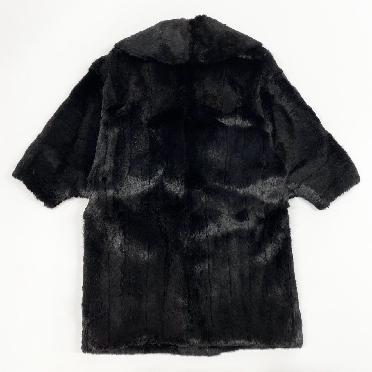 23l1《本毛皮》 ラビットファー 毛皮コート ロングコート ファーコート リアルファー レディース free ブラック系u02t