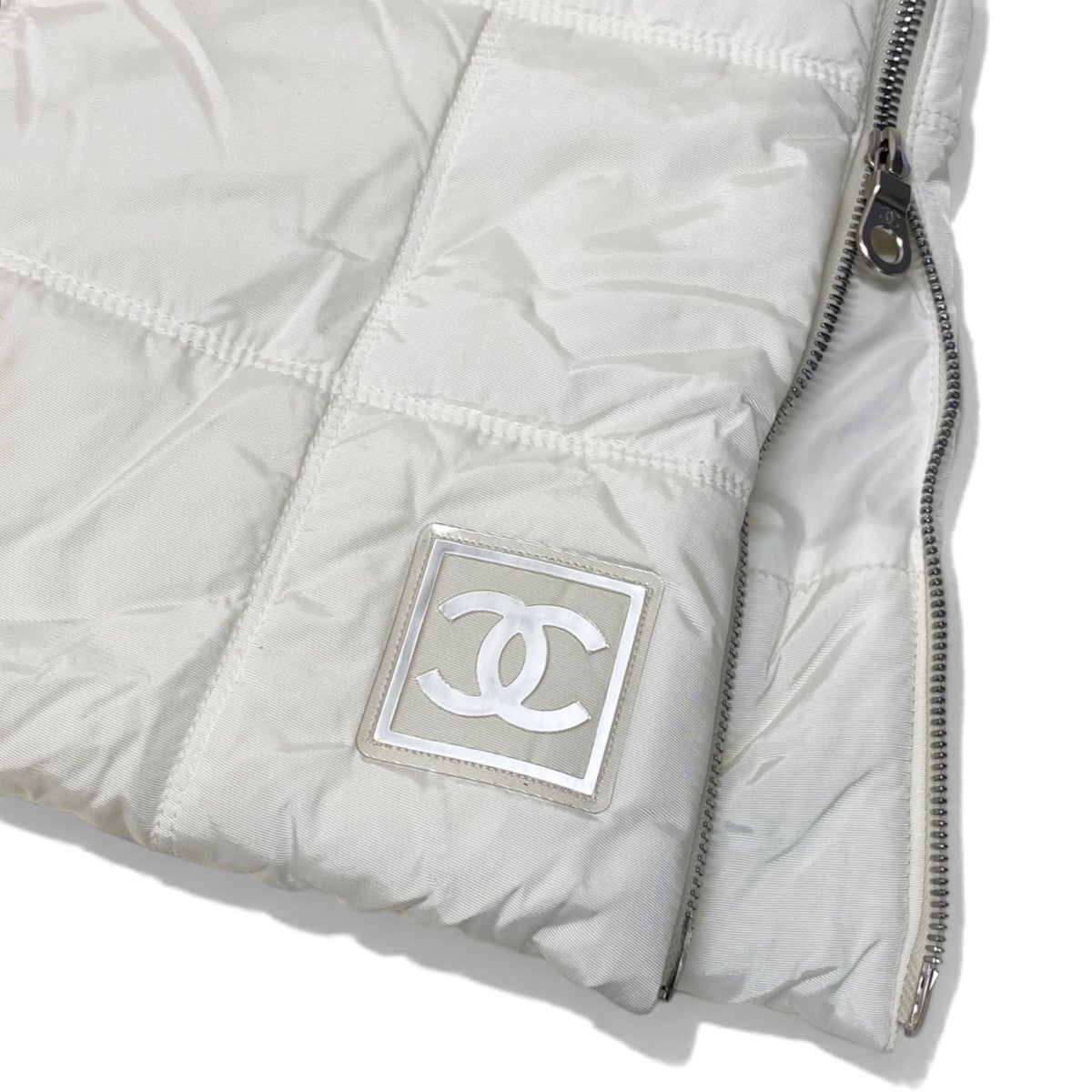 i13 CHANEL SPORT シャネルスポーツ 00A ココマーク キルティングスカート Vintage CC Quilting Skirt P16393 サイズ34 ホワイトt18r