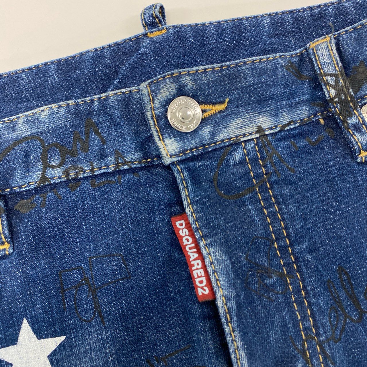 23i17 DSQUARED2 ディースクエアード Star Wash Skater Jean スター ウォッシュ スケーター デニムパンツ ジーンズ 総柄プリント ラインストーン  イタリア製 S71LB1063 48 インディゴブルー コットン メンズo07t