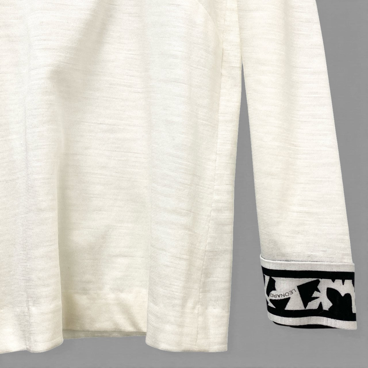 14b13 LEONARD レオナール ジップアップリネンカーディガン ニットカーディガン トップス 0379660 LLサイズ ホワイト 麻 リネン100％  レディース 女性用u02t