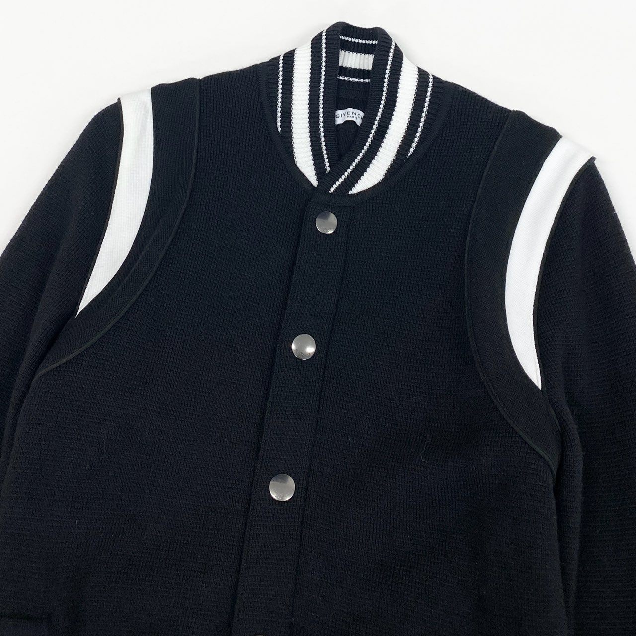 5L17 GIVENCHY ジバンシィー ニット ブルゾン ジャケット アウター BM008P4Y1L Mサイズ ブラック ホワイト ウール100％ メンズk02i