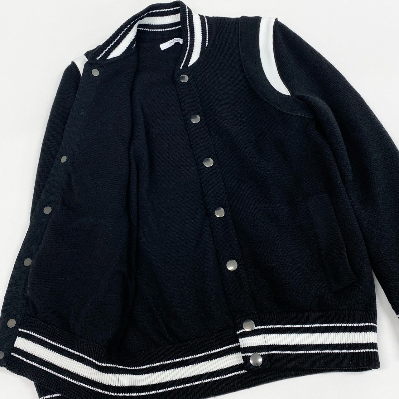 5L17 GIVENCHY ジバンシィー ニット ブルゾン ジャケット アウター BM008P4Y1L Mサイズ ブラック ホワイト ウール100％ メンズk02i