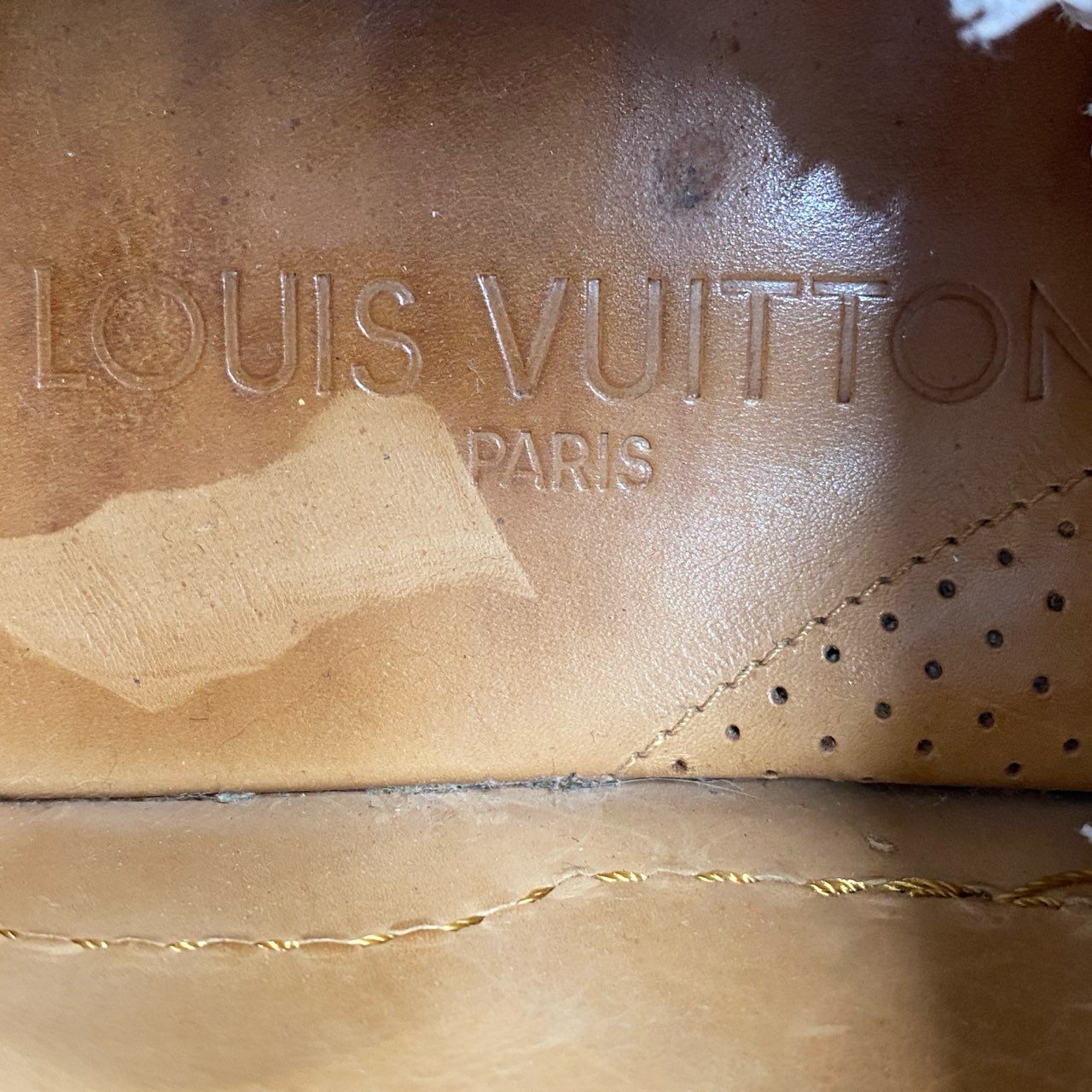 2f7 LOUIS VUITTON ルイヴィトン スウェードレザー スリッポンスニーカー 6 1/2 カーキ スエード シューズ イタリア製