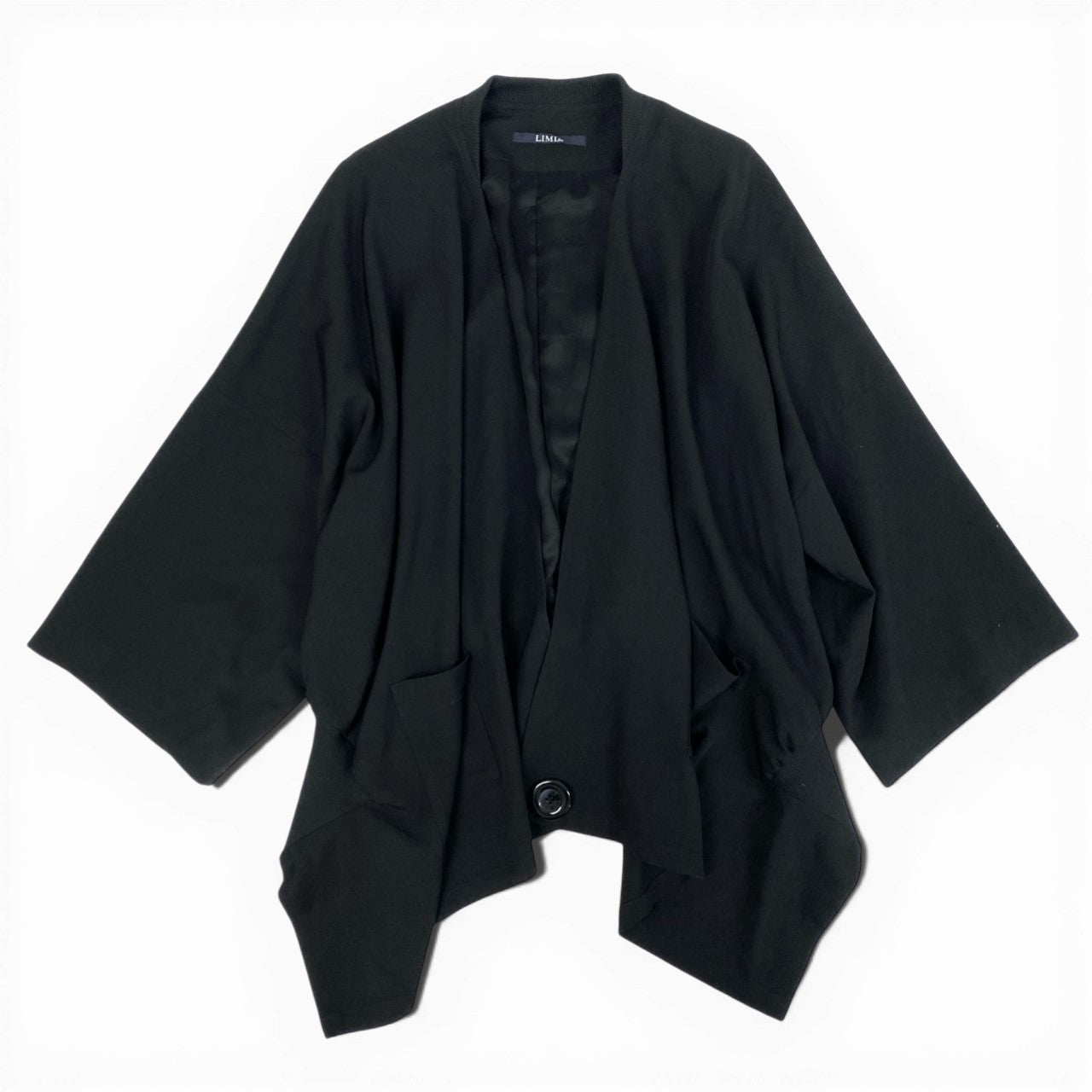 13b10 《美品》 LIMI feu リミフゥ ウールギャバジン 変形ジャケット 着物羽織 和装 ブラック ウール レディース ヨウジヤマモトk02i