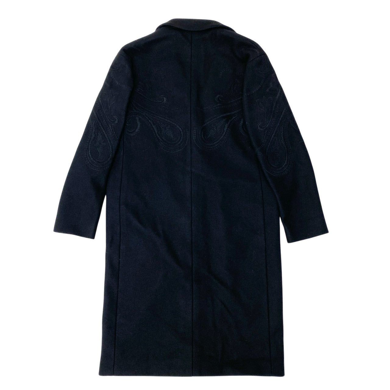 82a15 ETRO エトロ チェスターコート ロングコート ペイズリー 刺繍 ウールブレンド イタリア製 レディース 女性用 サイズ42 ブラックu02t