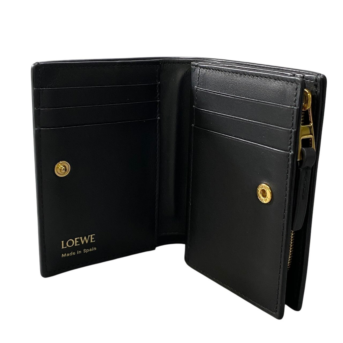 j19 《美品》 LOEWE ロエベ デュエット コンパクトウォレット Duette Compact Wallet ブラック レザー 財布t18r