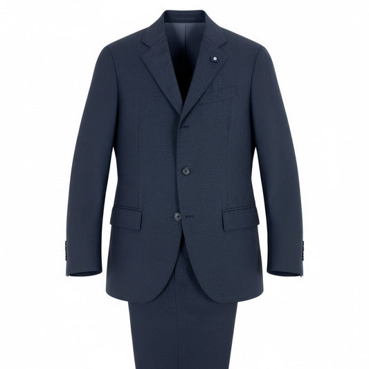 65d16 LARDINI ラルディーニ イージーウェア トラベラースーツ シングル 3B 伸縮ストレッチ ウエストゴム SU.507-A SU.507-B サイズ44 ネイビー メンズ 紳士服u02t