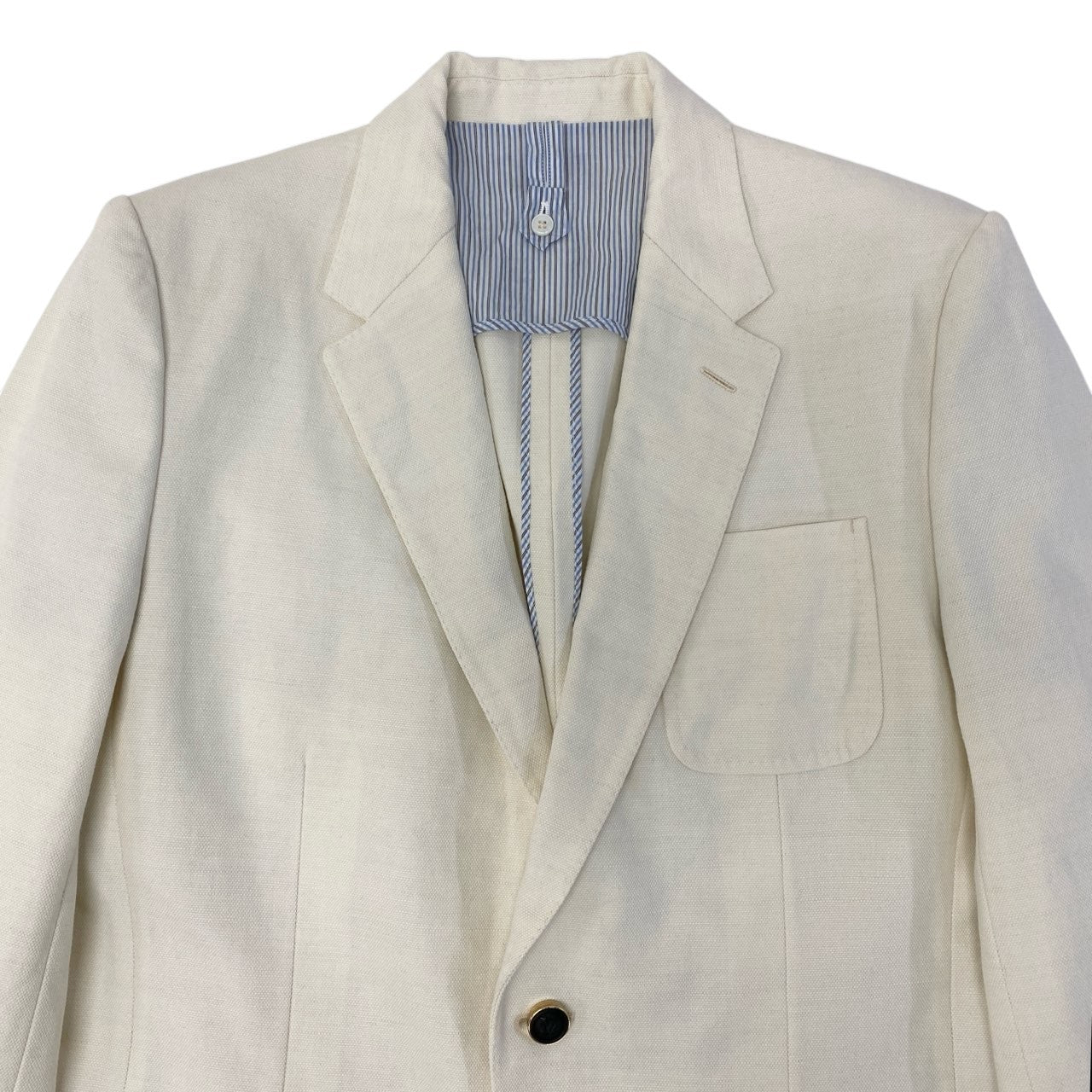 14c5 LOUIS VUITTON ルイヴィトン LVロゴボタン コットンリネン 金ボタン ブレザー テーラードジャケット サイズ50 ホワイト系(生成り) メンズ 男性用 サマージャケットk02i
