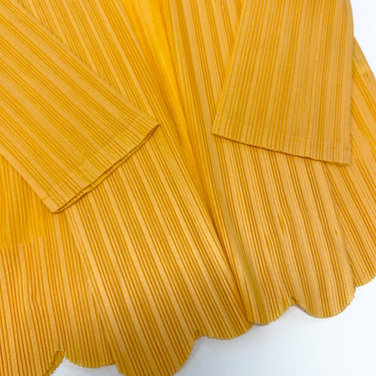 Ad22 【美品】PLEATSPLEASE プリーツプリーズ プリーツカーディガン ７分袖 トップス PP23-F0804 3サイズ イエロー ポリエステル100％ レディース 女性用k02i