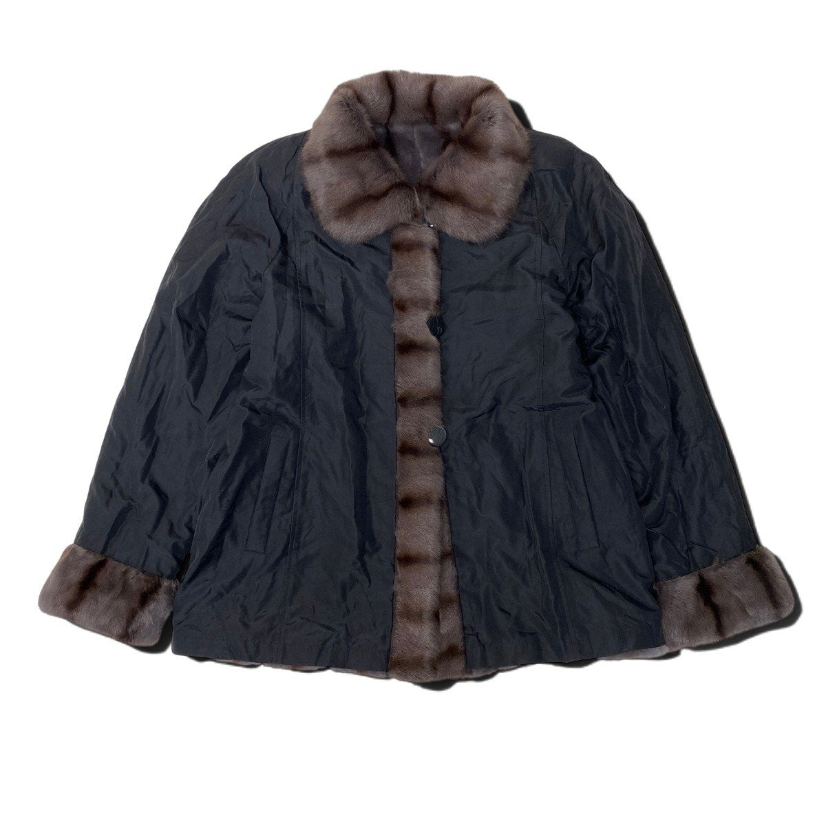 14i20 染め リスファー リバーシブルコート サイズF 本毛皮 Squirrel Fur Coat リアルファーt18r