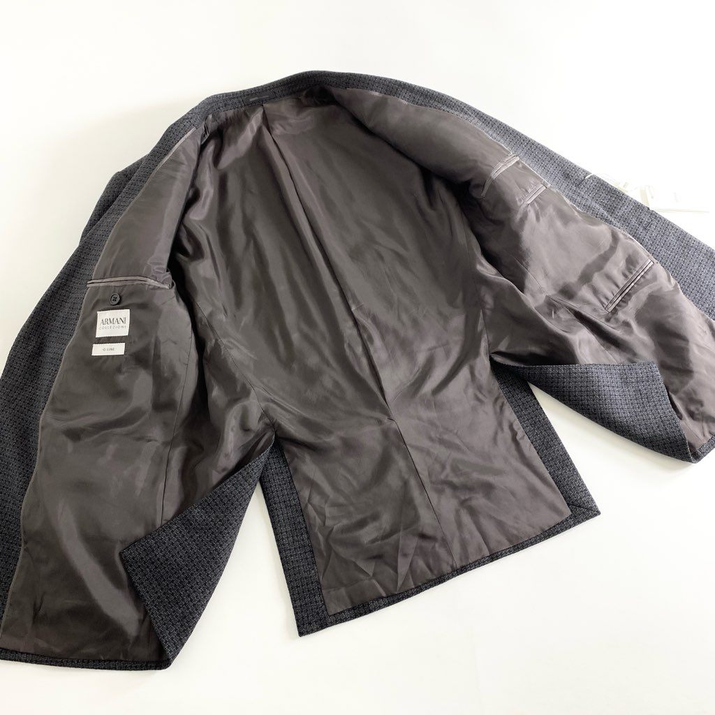 31d27 《新品タグ付き》 ARMANI COLLEZIONI アルマーニコレッツォーニ テーラードジャケット ブレザー 総柄 サイズ52 グレー メンズ 紳士服