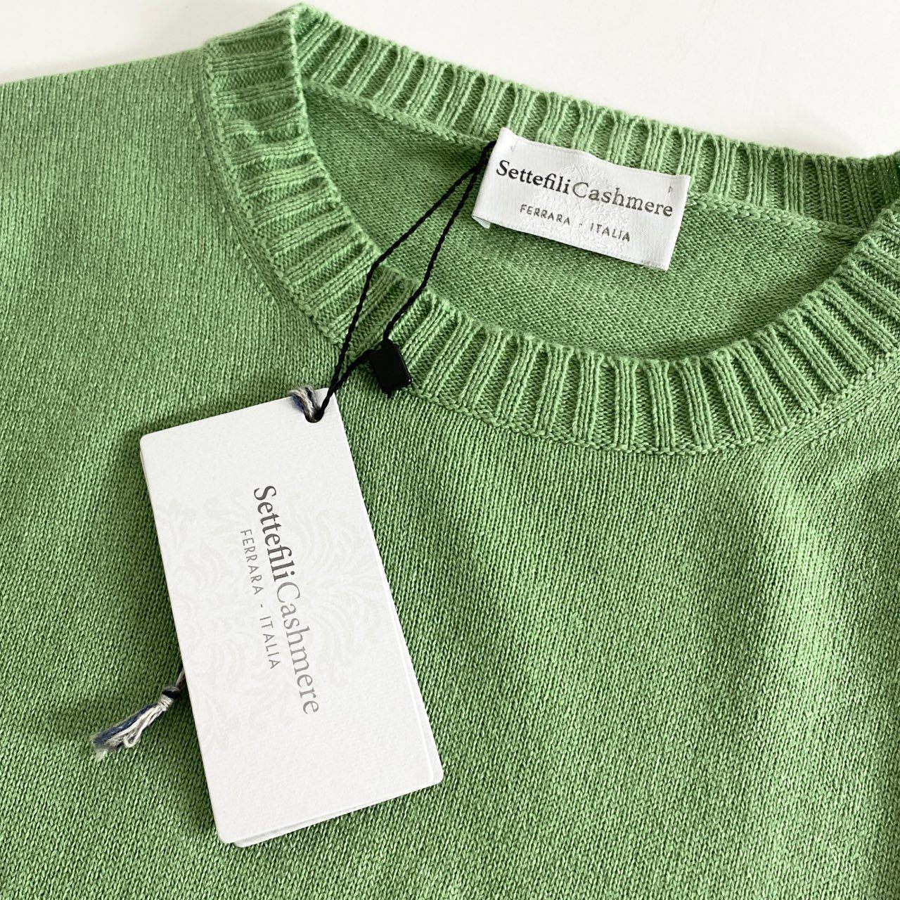 83h27 《未使用保管品》 イタリア製 Settefili Cashmere セッテフィーリカシミア Vネックニット セーターサイズ46 グリーン カシミヤシルク メンズ 紳士服