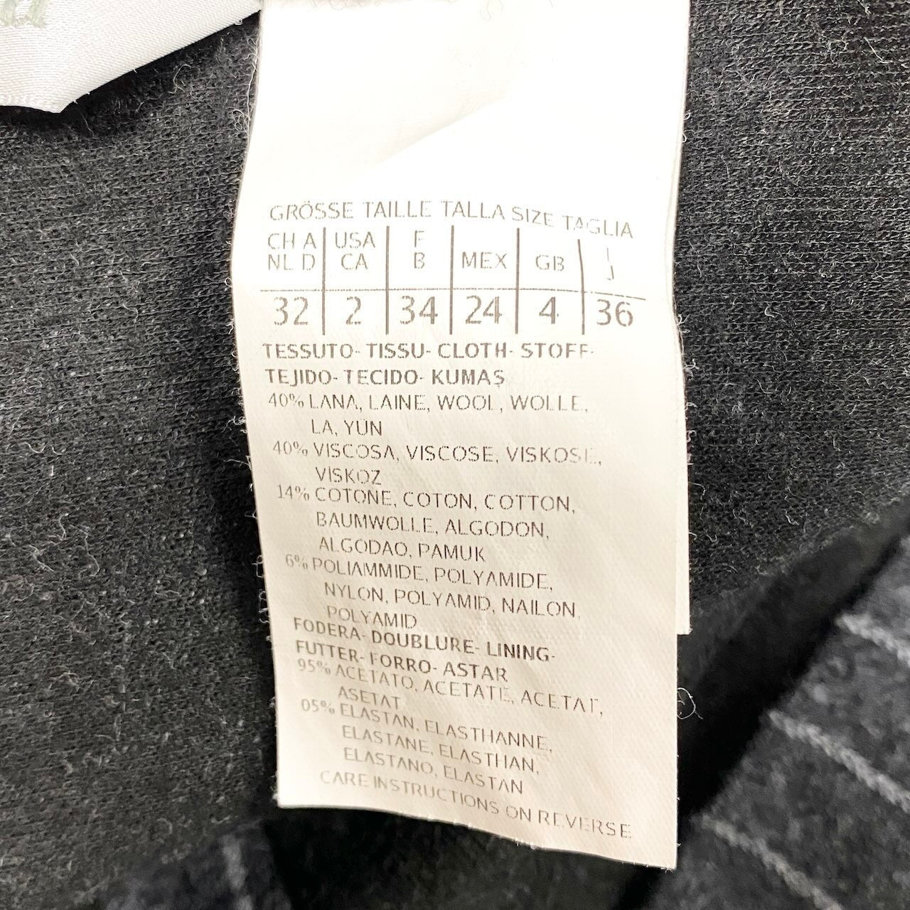 65i1 MaxMara マックスマーラ テーラードジャケット アンコンジャケット ストライプ柄 サイズ36 イタリア製 ダークグレー レディースu02t
