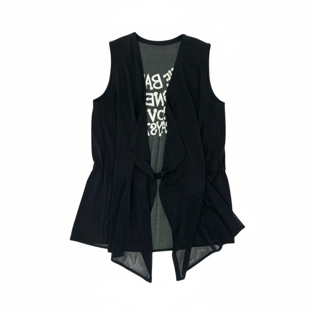 20Ⅼ2《美品》 TOKUKO 1er VOL トクコプルミエヴォル アシンメトリー ジレベスト バックプリント 伸縮ストレッチ レディース 女性用 9 ブラックu02t