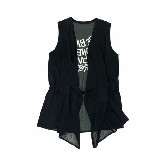 20Ⅼ2《美品》 TOKUKO 1er VOL トクコプルミエヴォル アシンメトリー ジレベスト バックプリント 伸縮ストレッチ レディース 女性用 9 ブラックu02t