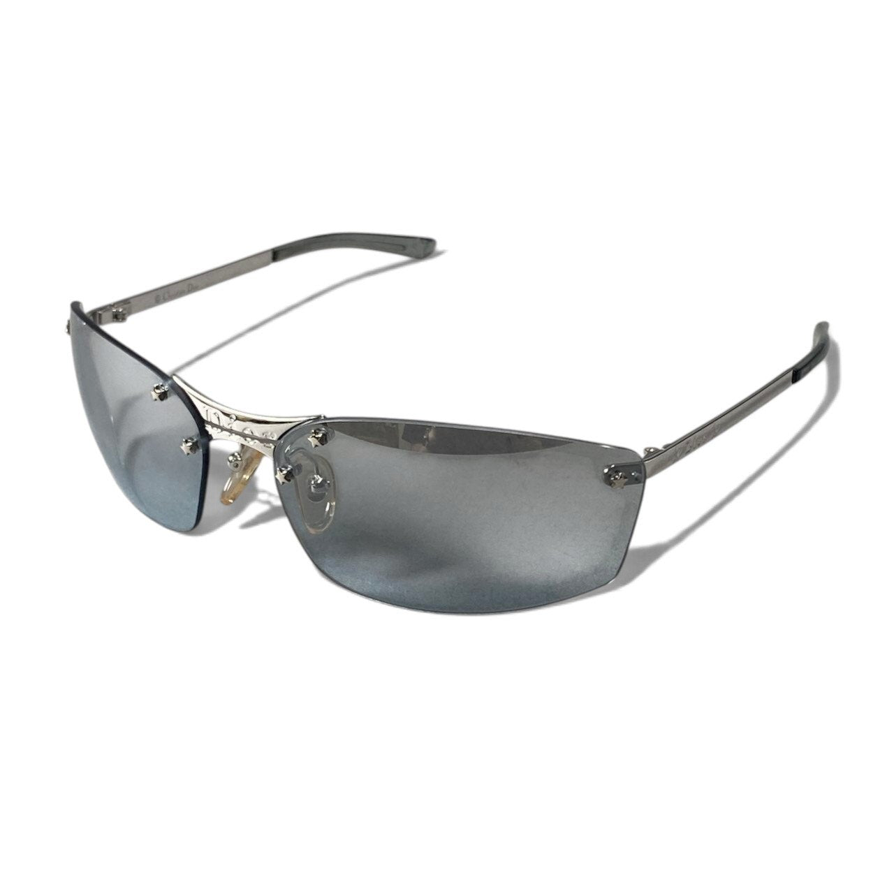 h12【美品】Christian Dior ストリートシック リムレスサングラス 星 65□15 120 グレー レディース 女性用ta1