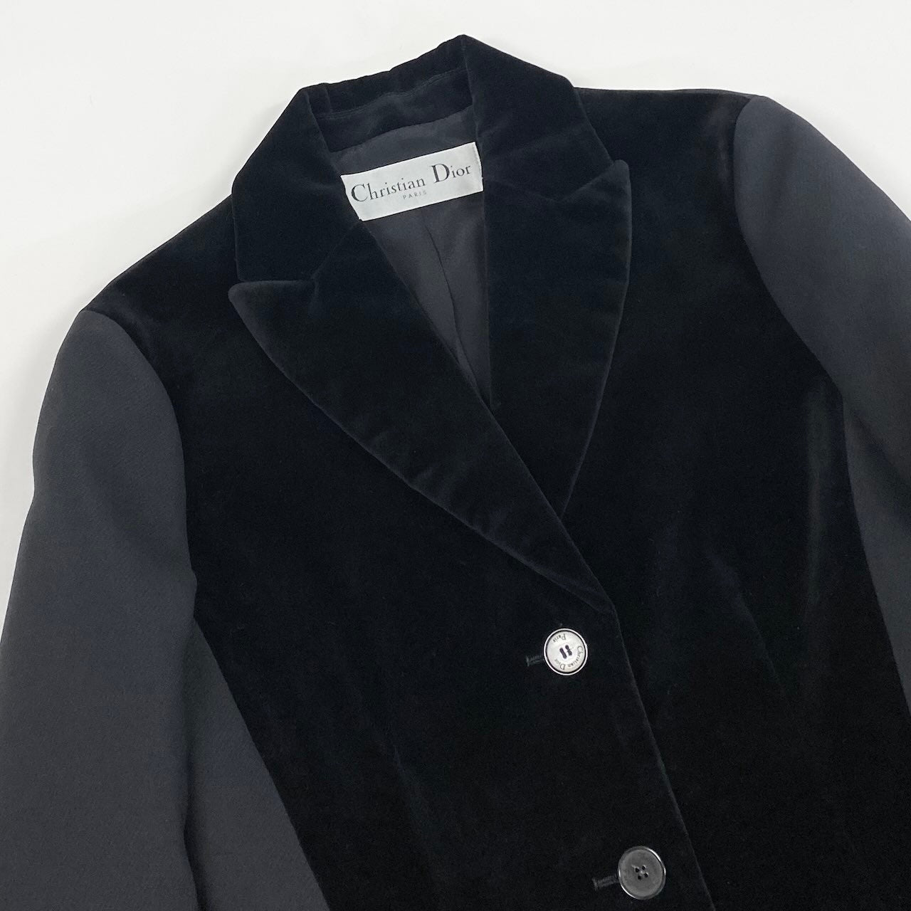 e1 【美品】Christian Dior 2024 ベルベット切替 バージャケット 411V36B1166 38サイズ ブラック 画像参照 レディース 女性用k02i