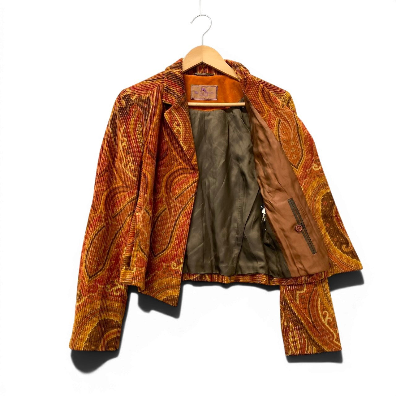 22f17 【美品】 ETRO エトロ コーデュロイジャケット テーラードジャケット ペイズリー柄 サイズ40 マルチカラー レディース 女性用u02t