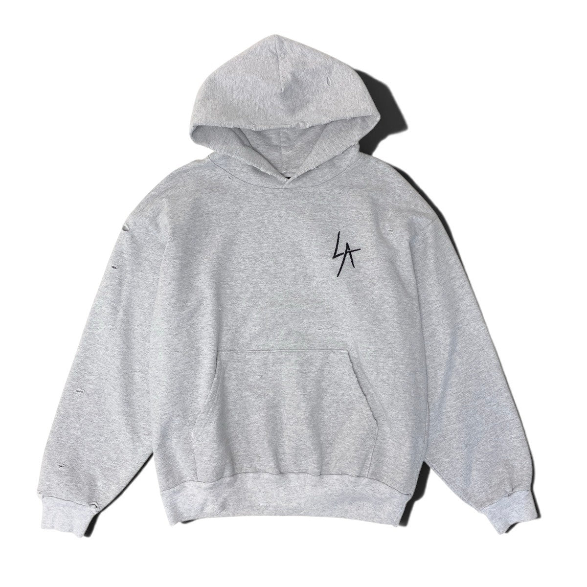 44f18 LOCAL AUTHORITY ローカル オーソリティ LA SLASH HOODED FLEECE ダメージ加工 パーカー フーディ タグ付き L グレー コットン100％ メンズ 男性用t18r