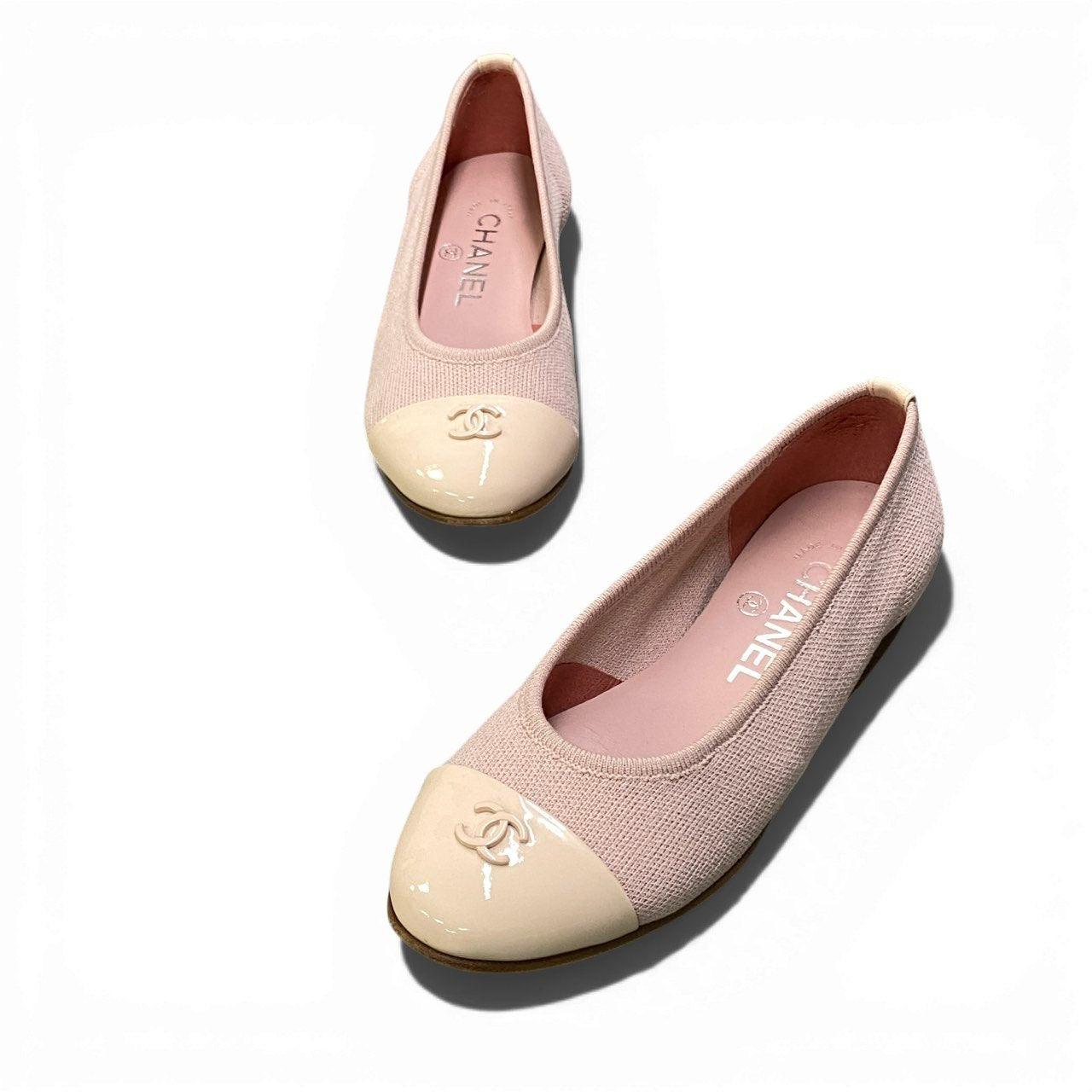 2a23《美品》 CHANEL シャネル ココマーク バレリーナ フラットシューズ G33411 サイズ34 1/2 ピンク バレエシューズ パンプス 箱付t18r