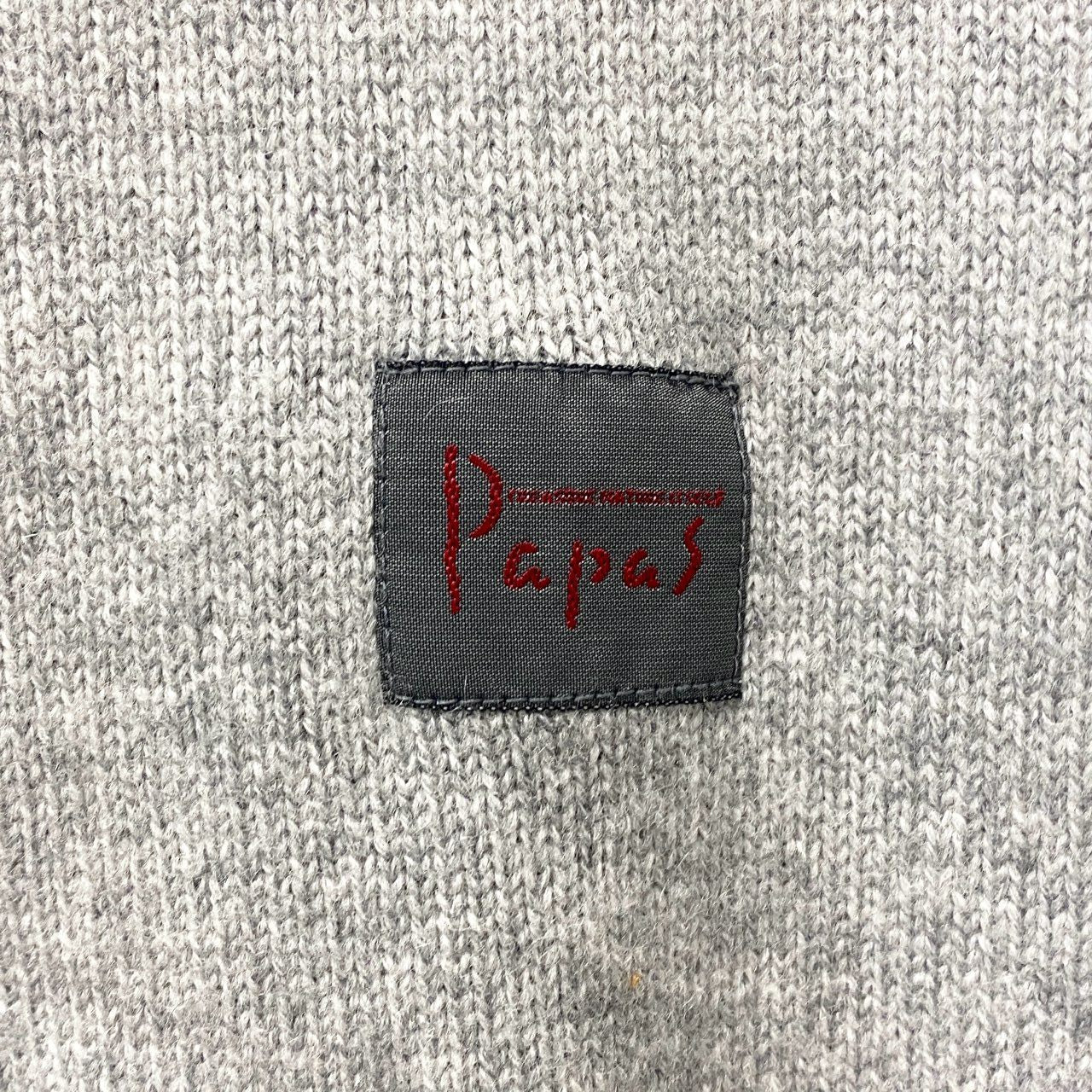 51c13 Papas パパス ロゴパッチ ニットパーカー トップス S グレー カシミヤ混ウール メンズu02t