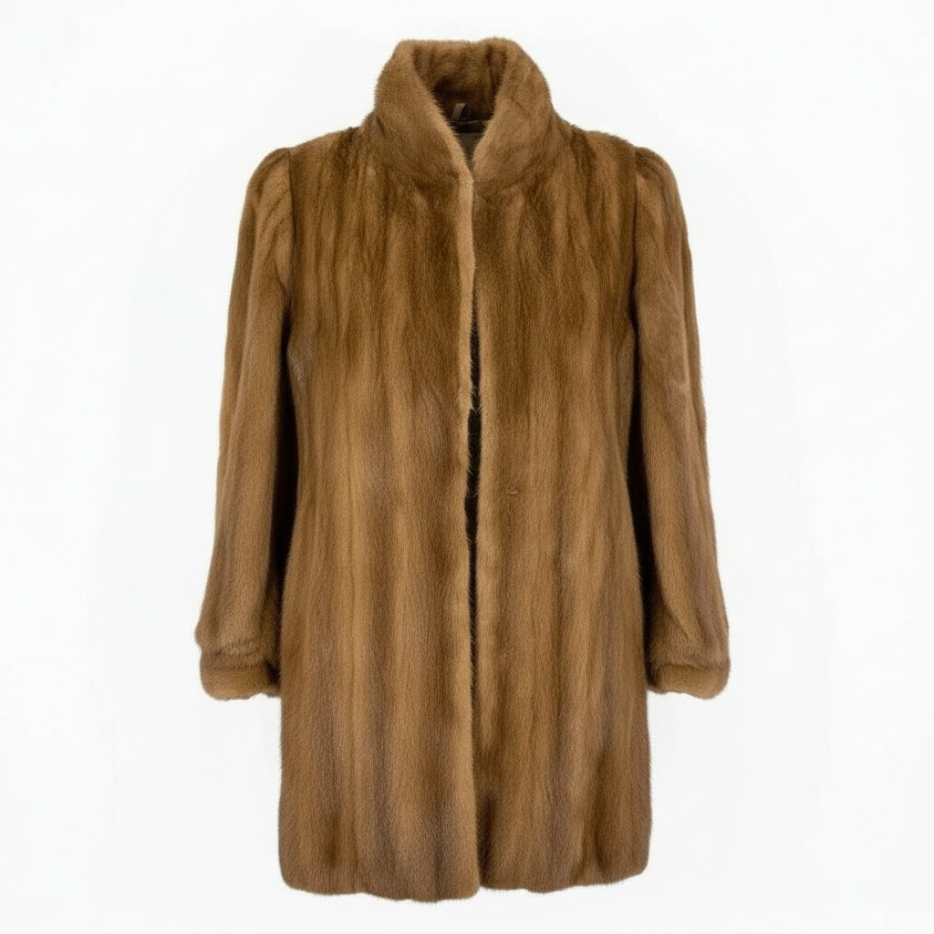 15a16 デミバフミンク ファー ロングコート サイズ11 ブラウン 本毛皮 Mink Fur Long Coat ポケット有t18r