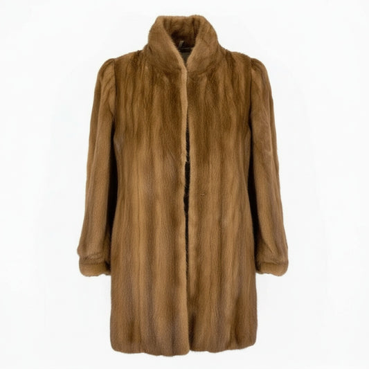 15a16 デミバフミンク ファー ロングコート サイズ11 ブラウン 本毛皮 Mink Fur Long Coat ポケット有t18r