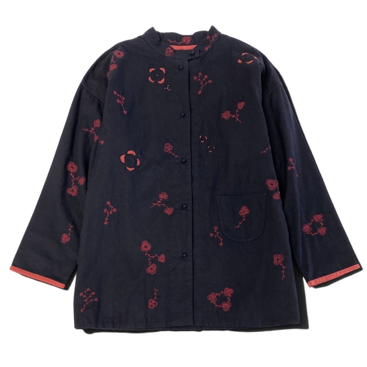 j16 ISSEY MIYAKE HaaT チャイナジャケット チャイナブラウス 花柄刺繍  HA04FT531 2サイズ ブラック コットン100％ レディース 女性用u02t