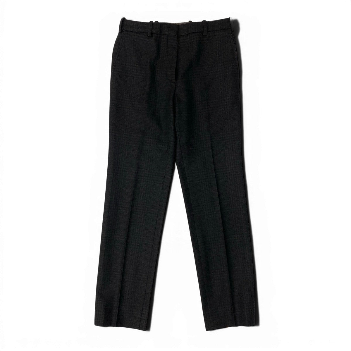 55e19 HERMES エルメス スラックスパンツ センタープレス チェック柄 サイズ34 ダークブラウン色 ウール100％ レディース 女性服u02t