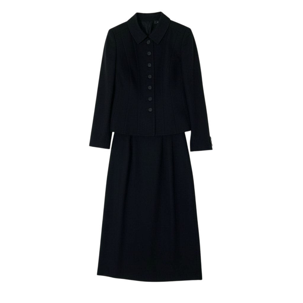 2a8 HI FORMAL BY GIVENCHY ジバンシィー 東京ソワール 3点セット セットアップスカート ジャケット カットソー スカート 8サイズ ブラック レディースu02t