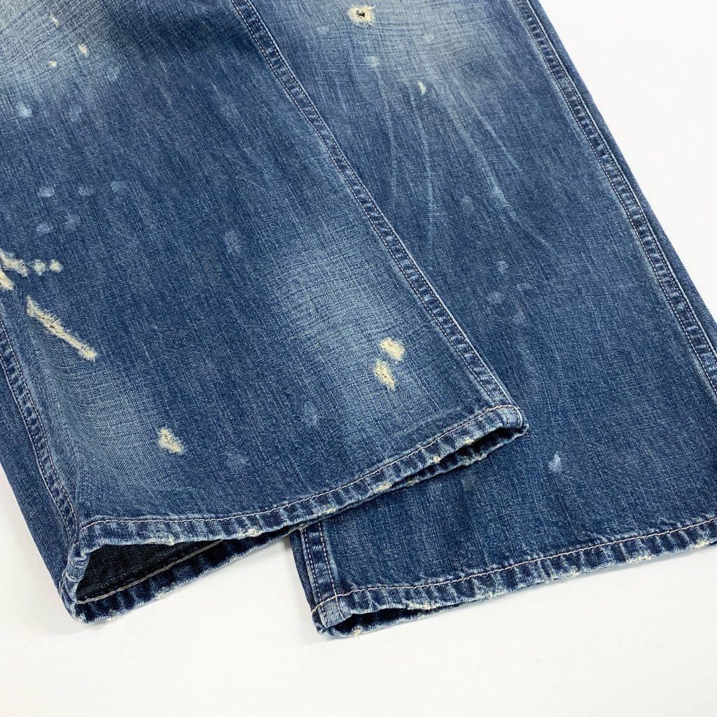 13l27 DOUBLE RL ダブルアールエル デニム ペインターパンツ 32×30 インディゴ ブルー ジーンズ Ralph Lauren ラルフローレン ヴィンテージ加工t18r
