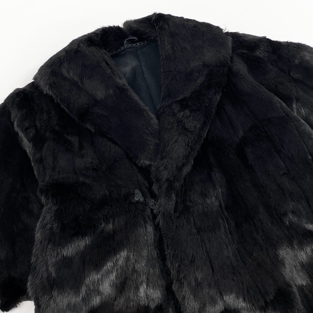 23l1《本毛皮》 ラビットファー 毛皮コート ロングコート ファーコート リアルファー レディース free ブラック系u02t