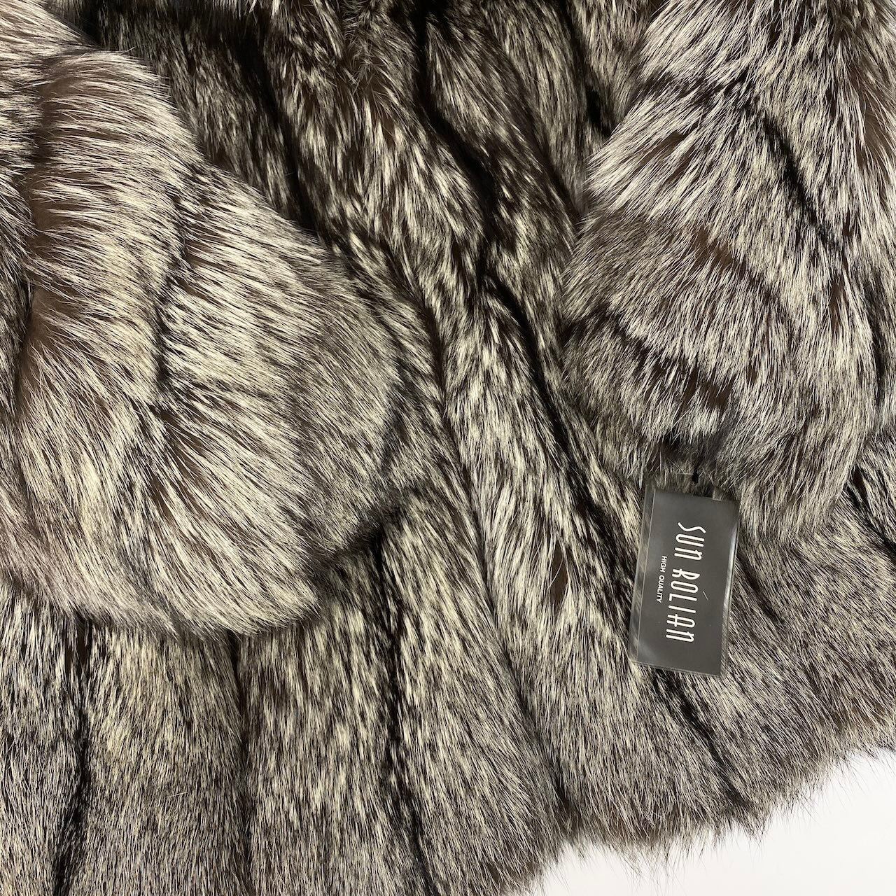 64c14 タグ付 Sun Rolian 極厚 シルバーフォックス ファーコート サイズ13 茶系 本毛皮 Silver Fox Fur Coatt18r