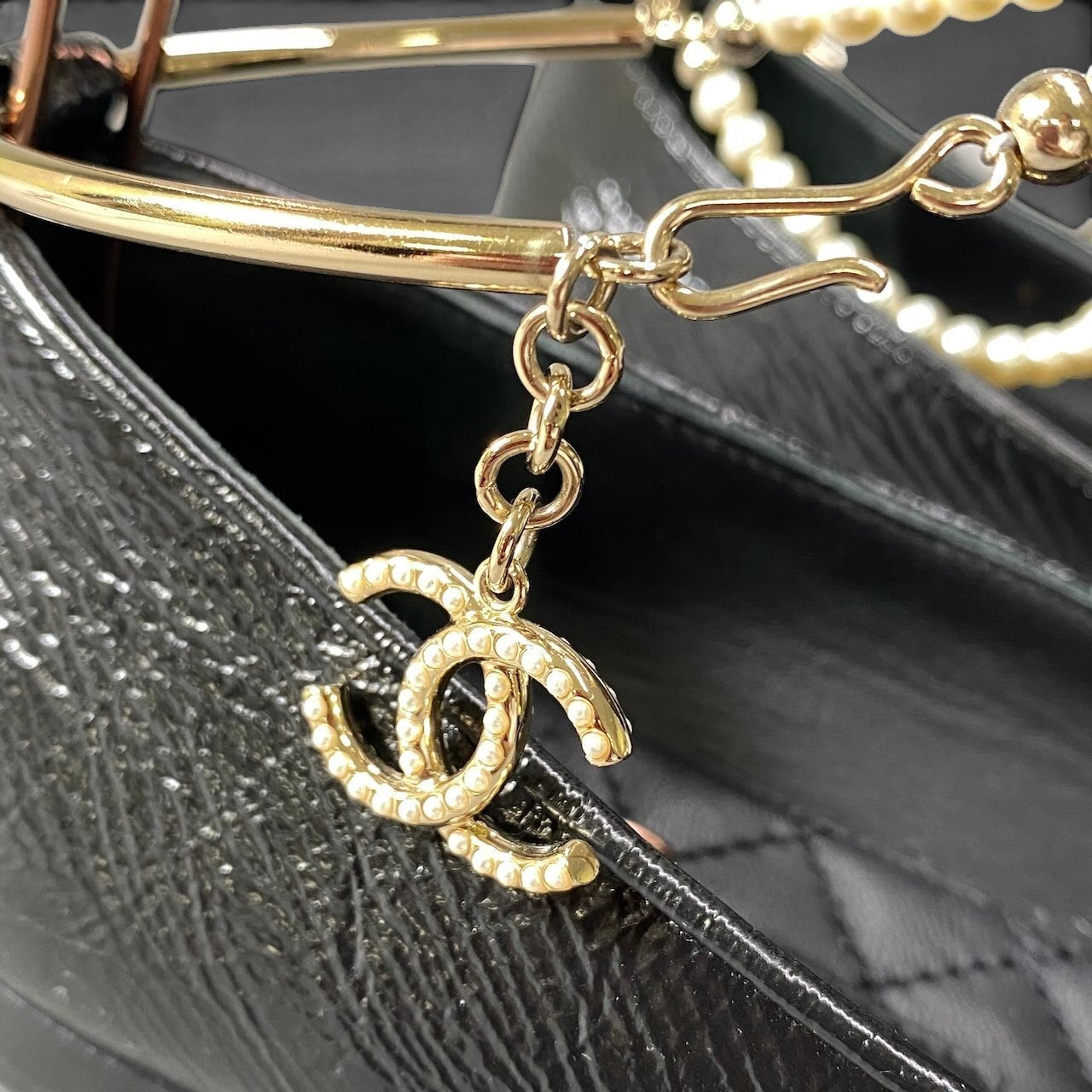 g11 CHANEL シャネル バレリーナ パールアンクレット ココマーク フラットパンプス G38986 サイズ36 ブラック レディースk02i