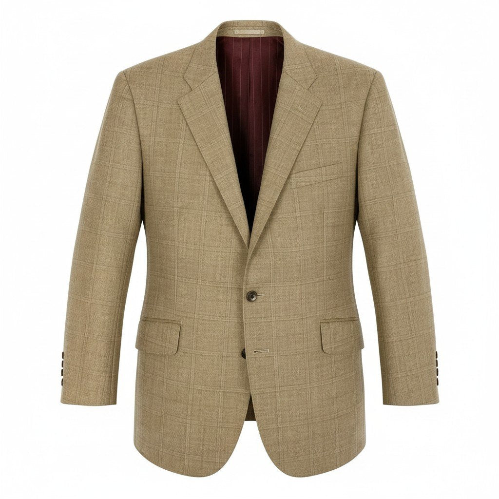 40d16 dunhill ダンヒル テーラードジャケット チェック柄 背抜き 2B ベージュ系 メンズ 紳士服u02t