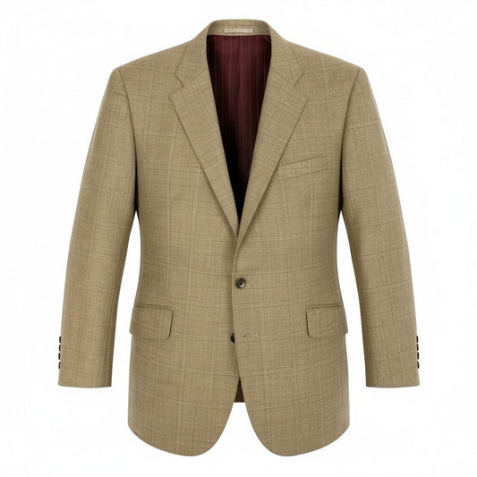 40d16 dunhill ダンヒル テーラードジャケット チェック柄 背抜き 2B ベージュ系 メンズ 紳士服u02t