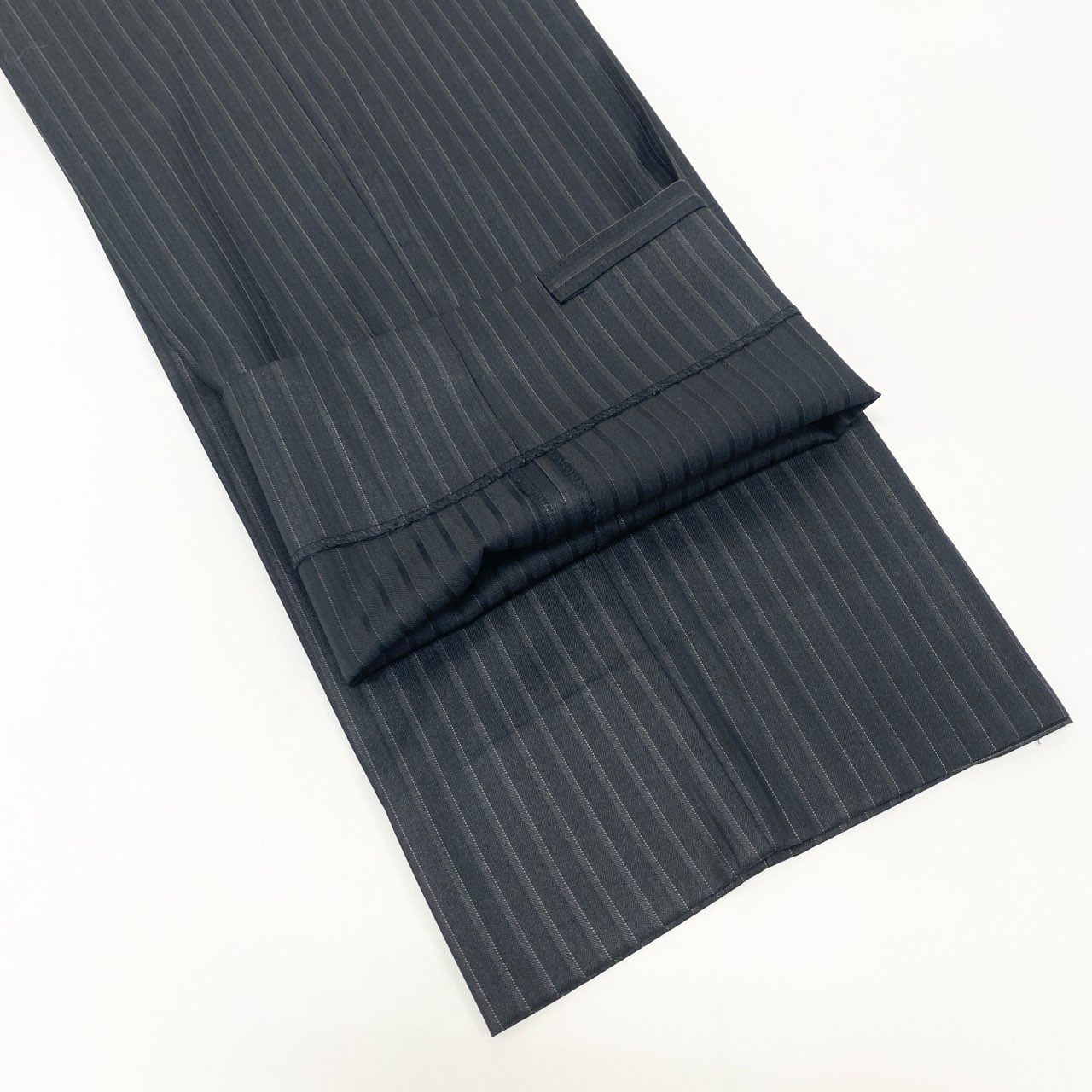 19k27 MONSIEUR NICOLE ムッシュニコル セットアップスーツ シングル 2B 背抜き ストライプ柄 ウールブレンド○ メンズ 紳士服 ブラックu02t