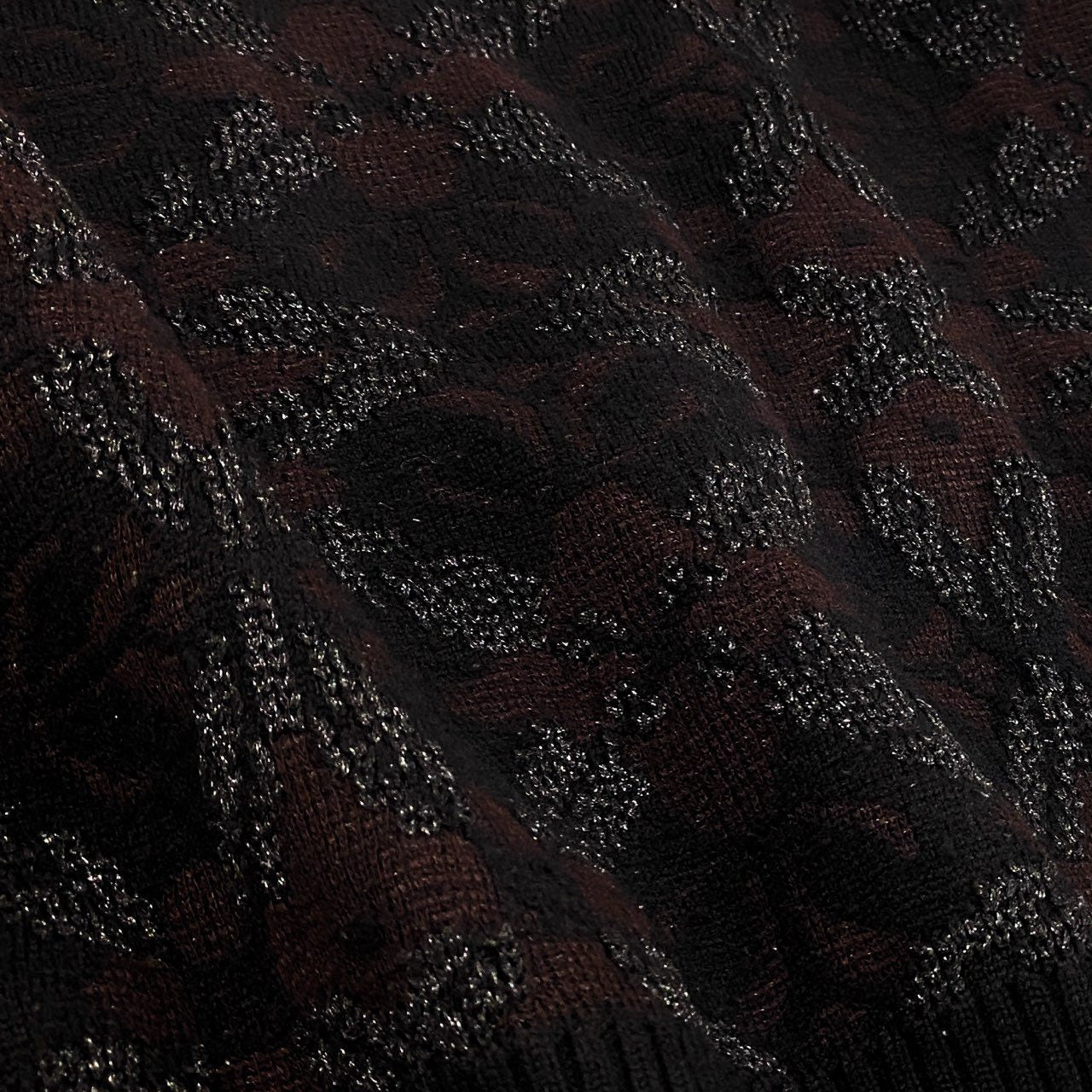 58i11 DRIES VAN NOTEN ドリスヴァンノッテン ニットセーター クルーネックニット 長袖ニット フラワーモチーフ メンズ 男性用 S ブラウン ブラックu02t