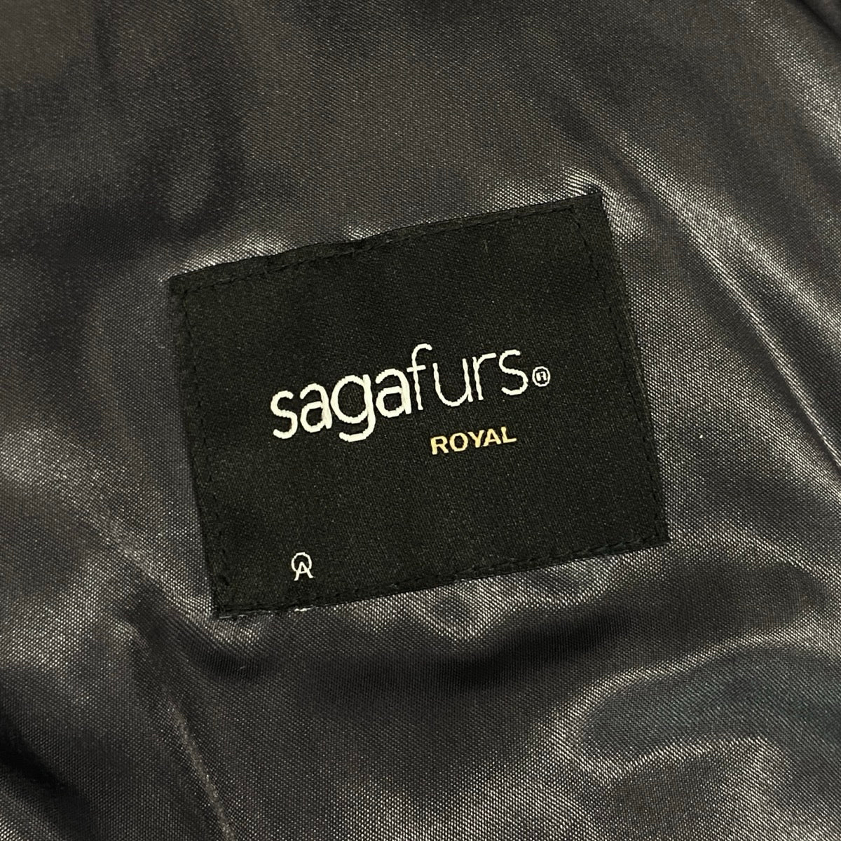 32f11 saga furs ROYAL サガファー ロイヤル サガフォックス 毛皮ベスト ロングベスト フォックスファー ボリューム◎ サイズFREE ネイビー系 レディースu02t