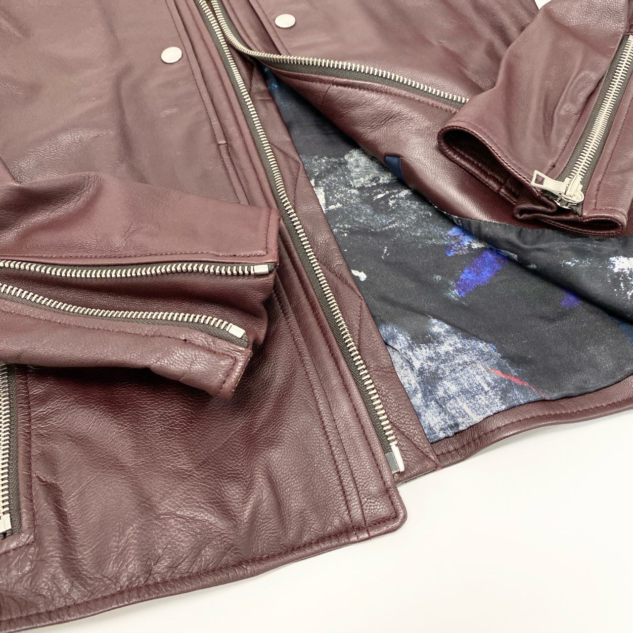 60i29 《美品》定価￥94.600 PS Paul Smith ポールスミス ゴートレザー シングルライダース ジャケット 386NLB L ワインレッド 山羊革 SINGLE RIDERSt18r